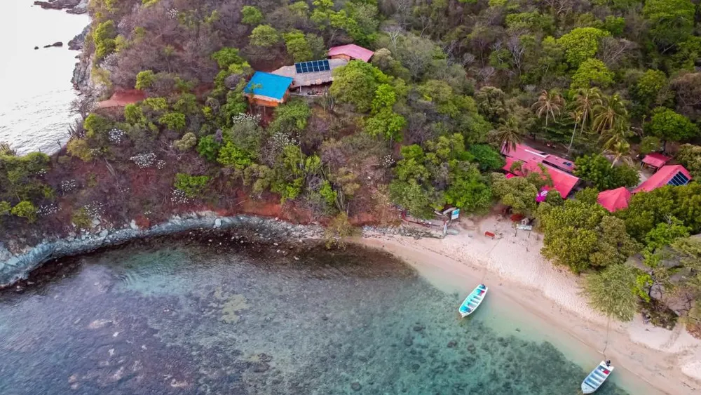 Overhead view of the beach and the Mirador
